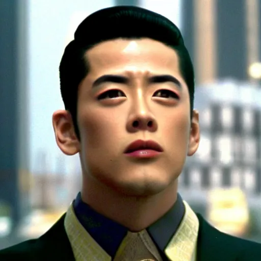 Image similar to a film still of Josuke Higashikata from Jojolion in ''Mulholland Drive''(2001)