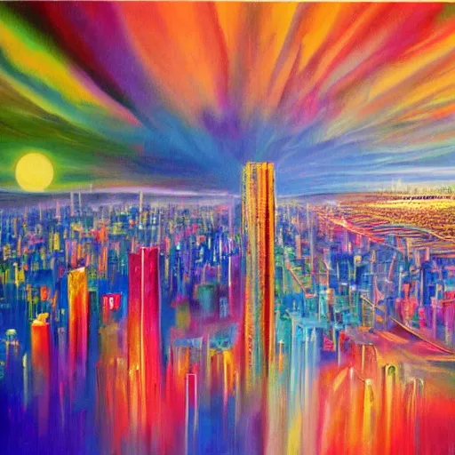 Prompt: the city of Infinite potential, painting by Ron Borreson