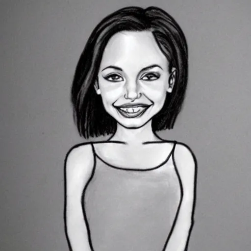 Image similar to child drawing of angelina jolie smiling