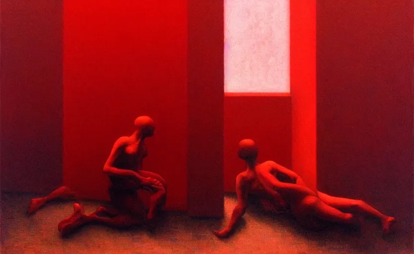 Image similar to only with red, death of soviet communism, in the style of beksinski, parts by edward hopper, parts by rodcenko, parts by yue minjun, intricate and epic composition, red by caravaggio, insanely quality, highly detailed, masterpiece, red light, artstation