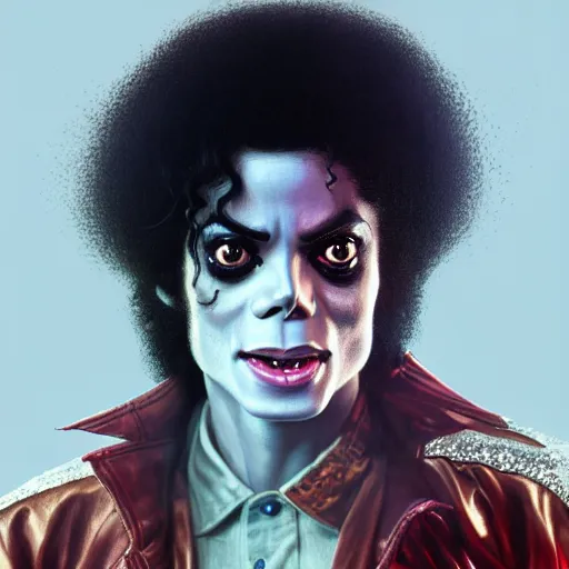 Prompt: eighties michael jackson from thriller as a angry zombie, fine art, award winning, intricate, elegant, sharp focus, cinematic lighting, highly detailed, digital painting, 8 k concept art, art by guweiz and z. w. gu, masterpiece, trending on artstation, 8 k
