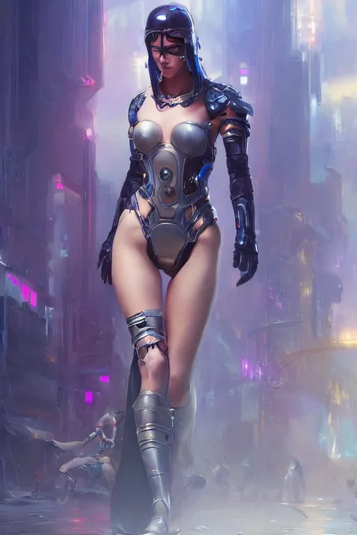 Image similar to cyberpunk princess, body gothic cyber armor, low view, by vladimir volegov and alexander averin and delphin enjolras and daniel f. gerhartz intricate elegant highly detailed digital art, artstation