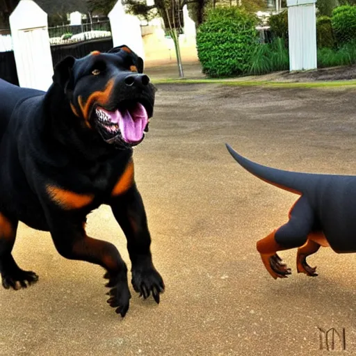 Image similar to dinosaur Rottweiler hybrid