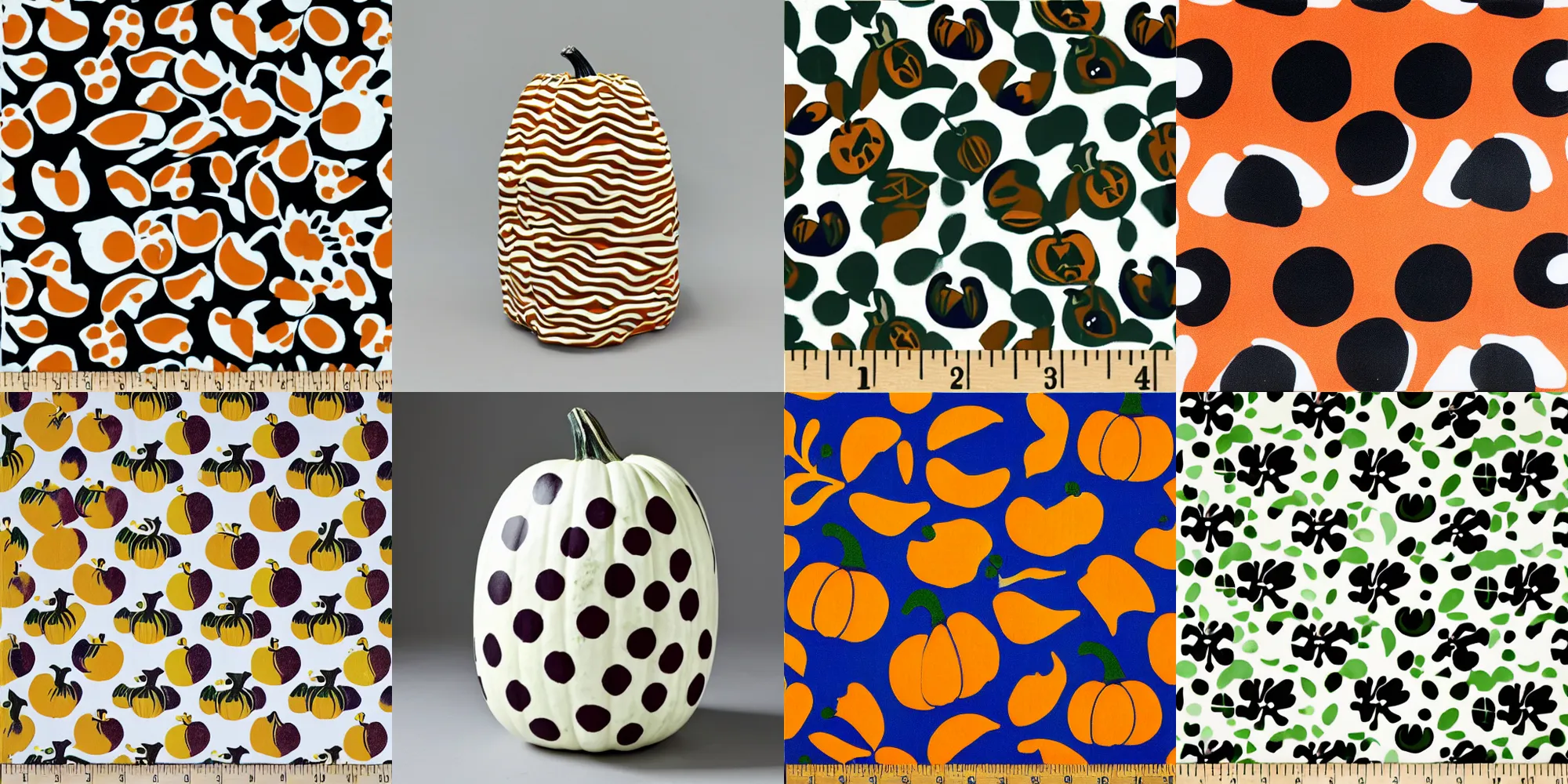 Prompt: marimekko pumpkin seeds vivid bright minimalist 1960s white