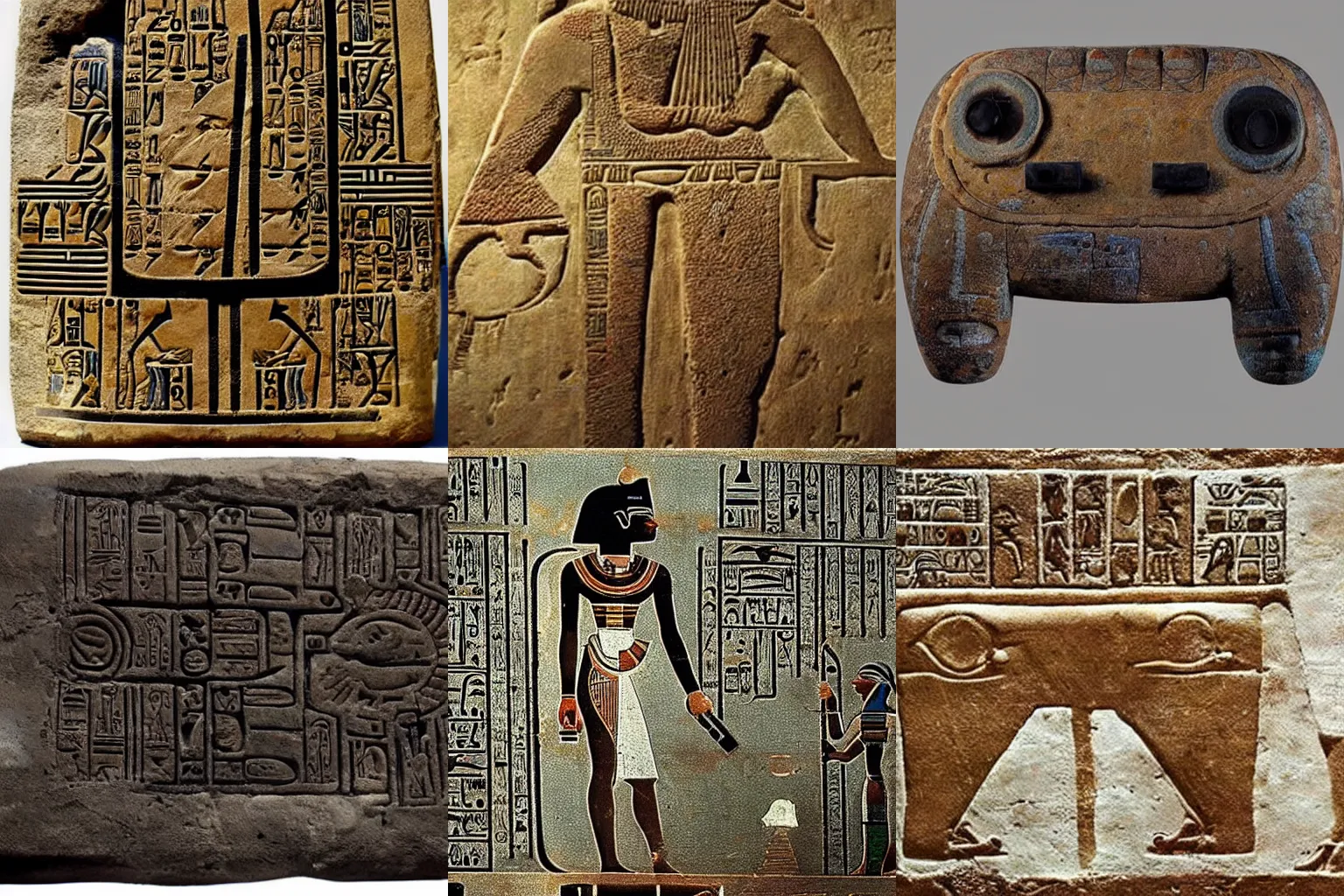 Prompt: A gaming controller that was created and designed in Ancient Egypt, 1000 B.C