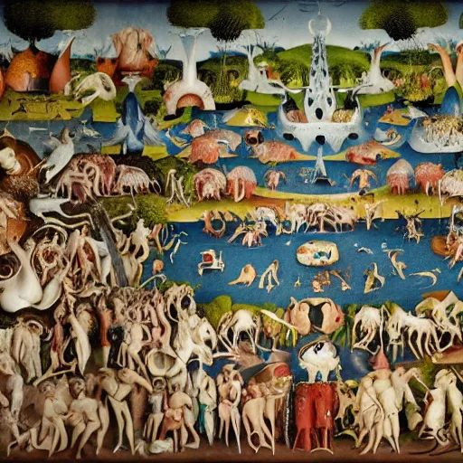 Image similar to a modern take on bosch garden of earthly delights, cross section detailed view