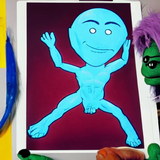 Image similar to Dr Manhattan as a Muppet