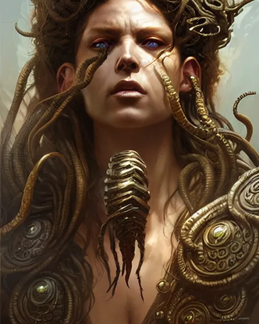 Image similar to fierce medusa, fantasy character portrait, ultra realistic, concept art, intricate details, highly detailed by greg rutkowski, gaston bussiere, craig mullins, simon bisley