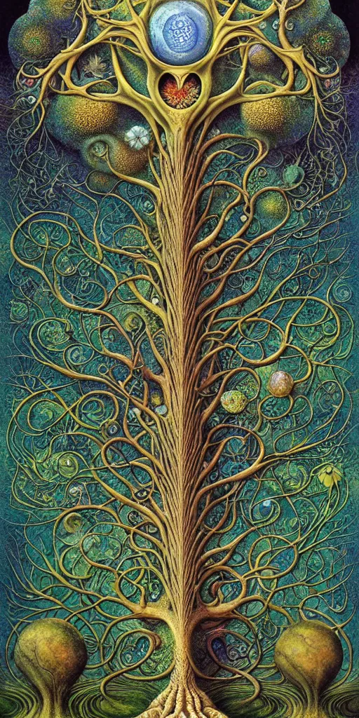 Image similar to tree of life by roger dean and andrew ferez, art forms of nature by ernst haeckel, divine chaos engine, symbolist, visionary, art nouveau, botanical fractal structures, organic, detailed, realistic, surreality