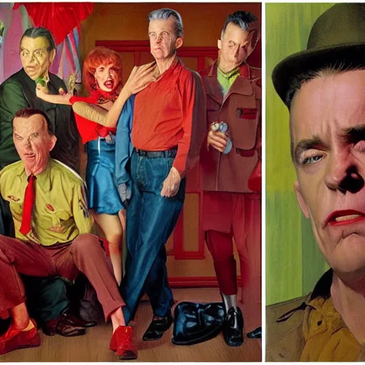 Prompt: Bright colorful twin peaks concept art by Alex Ross, Jason Manley, andNorman Rockwell