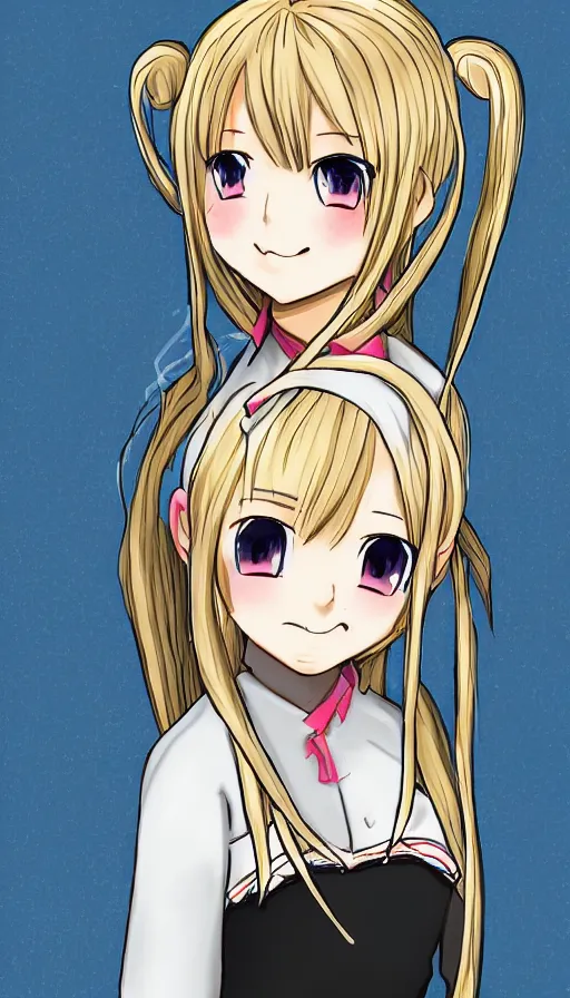 Image similar to illustration of blonde twintail hair anime girl