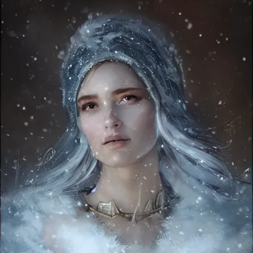 Image similar to a beautiful portrait of an winter goddess by Greg Rutkowski and Raymond Swanland, Trending on Artstation, ultra realistic digital art