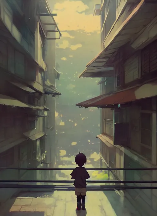 Image similar to boy on ground waving to a pretty girl on the 2 nd floor, illustration concept art anime key visual trending pixiv fanbox by wlop and greg rutkowski and makoto shinkai and studio ghibli