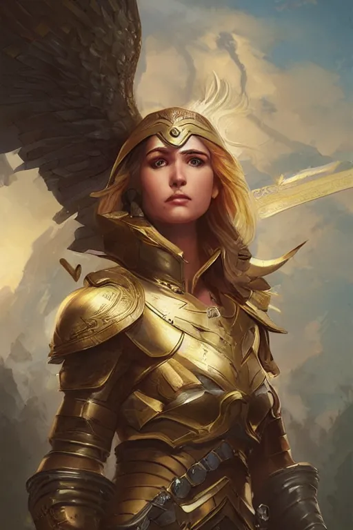 Image similar to amazon valkyrie athena, d & d, fantasy, portrait, highly detailed, headshot, digital painting, trending on artstation, concept art, sharp focus, illustration, art by artgerm and greg rutkowski and magali villeneuve