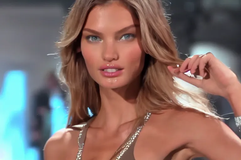 Image similar to closeup of a Victoria Secret model, 8k , Screenshot of a youtube video