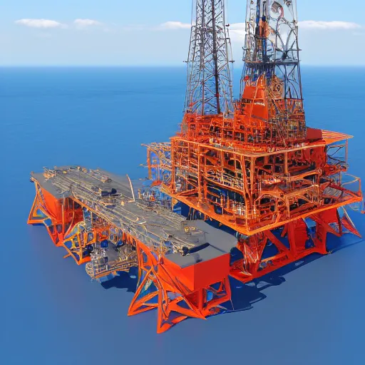 Image similar to oil platform, huge explosion with, vray, pathtracing