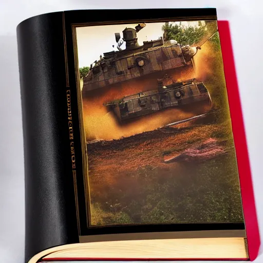 Prompt: book in the shape of a tank, photo