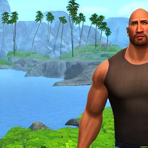 Image similar to Dwayne Johnson as a Sim in the Sims 3