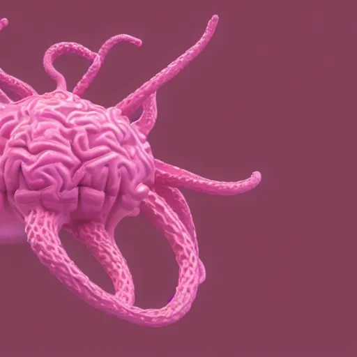 Prompt: pink brain with tentacles. 3 d blender render. 8 k. smooth. simple.