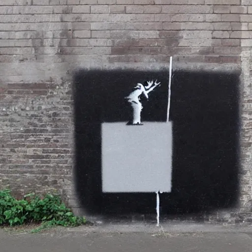 Prompt: banksy graffiti showing the dangers of ai