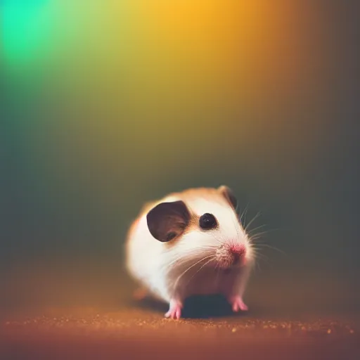 Prompt: a photograph of a dwarf hamster wearing a beanie, hd, macro photography, sharp focus, cinematic lighting, enhanced colors, flickr