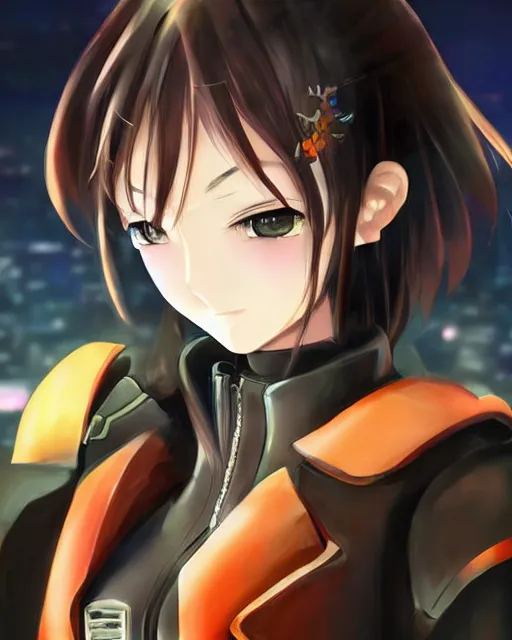 Image similar to portrait of anime girl in mechanic armor in night tokyo by makoto sinkai, perfect face, fine details