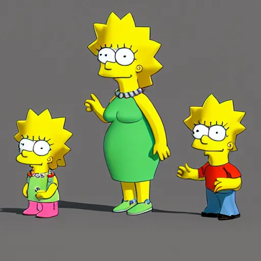 Image similar to christina hendricks as the simpsons characters, 3 d render, blender,