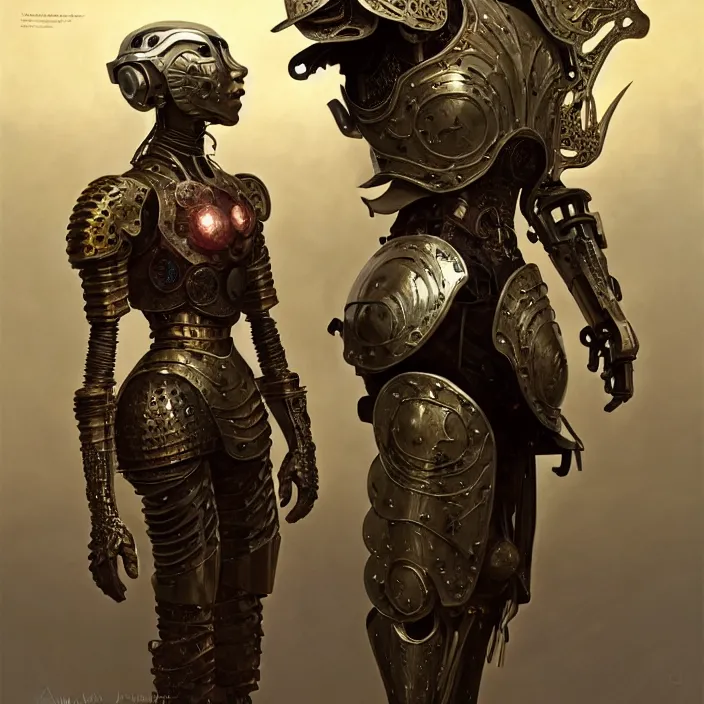 Image similar to pottery cyborg armor, western style raku, diffuse lighting, fantasy, intricate, elegant, highly detailed, lifelike, photorealistic, digital painting, artstation, illustration, concept art, smooth, sharp focus, art by John Collier and Albert Aublet and Krenz Cushart and Artem Demura and Alphonse Mucha