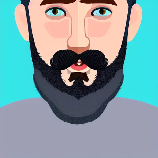 Image similar to A portrait of a british man, digital painting man with short dark blond hair and a beard, blue grey eyes, pale skin, english heritage, cartoon, simple, digital art, head shot, 8k