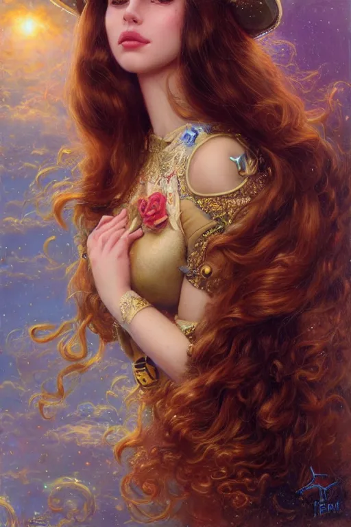 Image similar to cute shiny robot Lana Del Rey look-alike, Lilia Alvarado, Sophie Anderson, Mark Arian, Bob Byerley, Charlie Bowater, Mark Brooks, Steve Henderson, Justin Gerard, Arthur Hughes, Edward Robert Hughes, Mark Keathley, Victor Nizovtsev, Carlos Shwabe, Ross Tran, WLOP