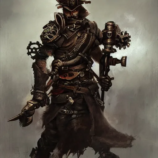 Image similar to steampunk rat warrior, by ruan jia