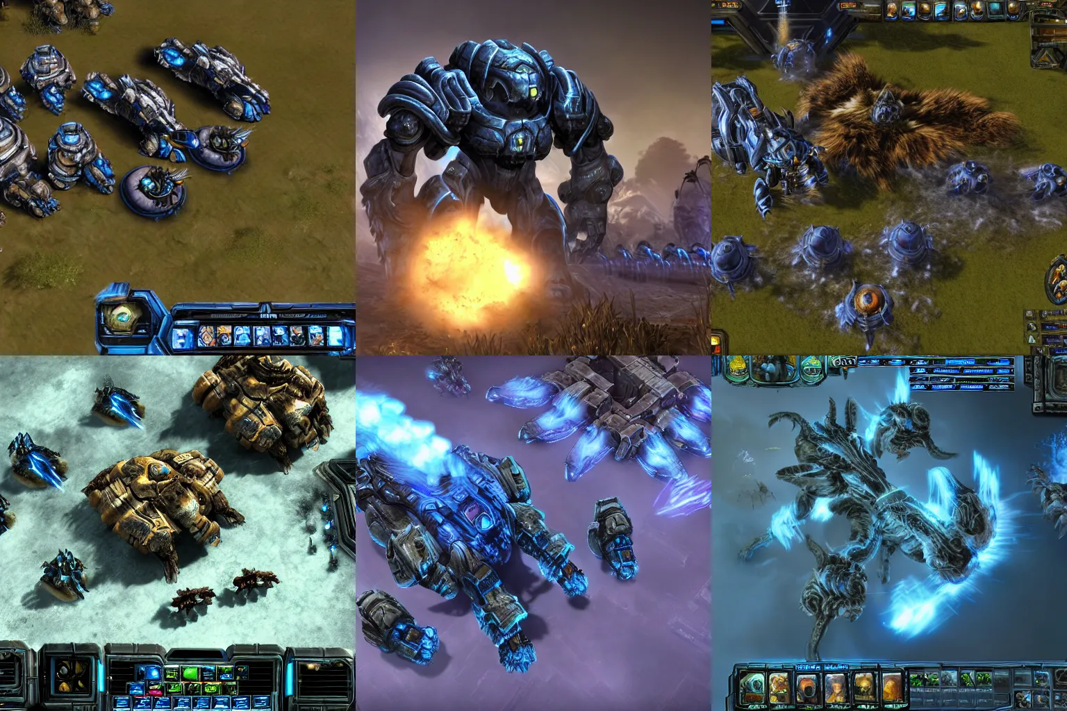 Prompt: screenshot of a giant cat unit in a Starcraft 2 game