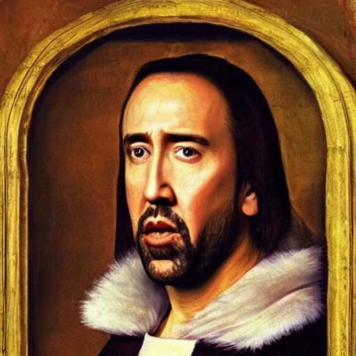 Prompt: Nicolas Cage as Empress Renaissance painting