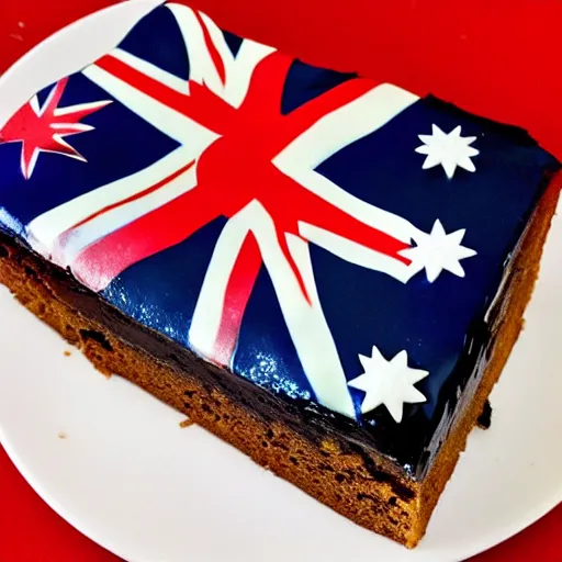 Image similar to slice of birthday cake with the pattern of the australian flag on the side