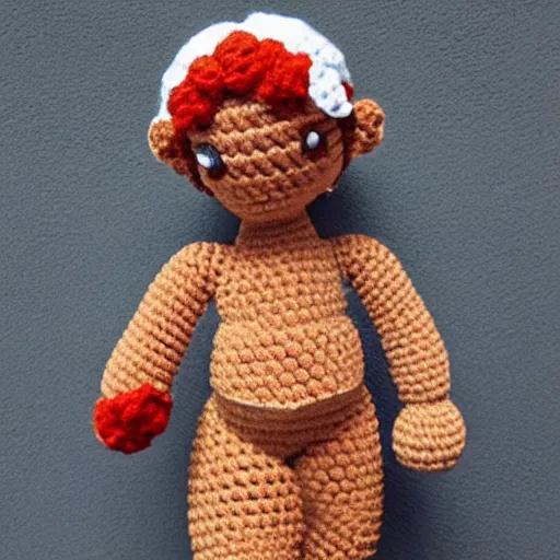 Image similar to amigurumi crocheted toy of the statue of david by michelangelo