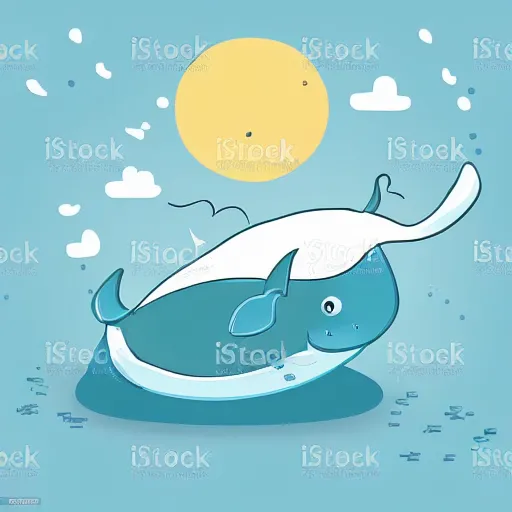 Prompt: vector art,pixel game, floating cute whale