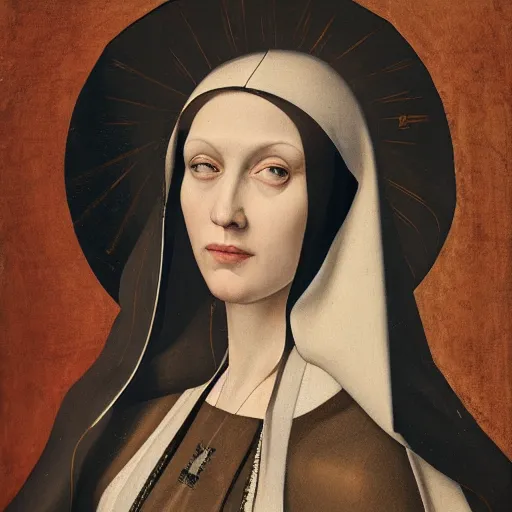 Image similar to a renaissance style portrait painting of the nun