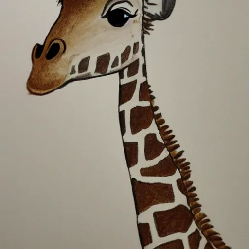 Prompt: a childrens drawing of a giraffe