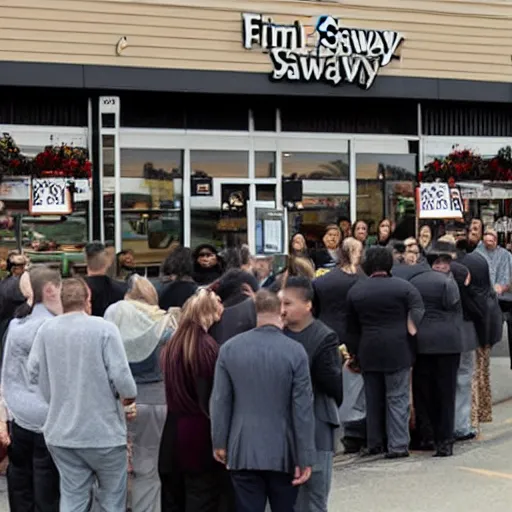 Image similar to Funeral at a safeway, dramatic photo