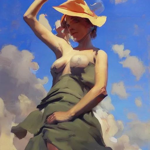 Image similar to Greg Manchess portrait painting of a giant, medium shot, low angle, asymmetrical, profile picture, Organic Painting, sunny day, Matte Painting, bold shapes, hard edges, street art, trending on artstation, by Huang Guangjian and Gil Elvgren and Sachin Teng