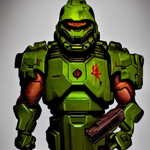 Image similar to doomguy from doom 2, photography