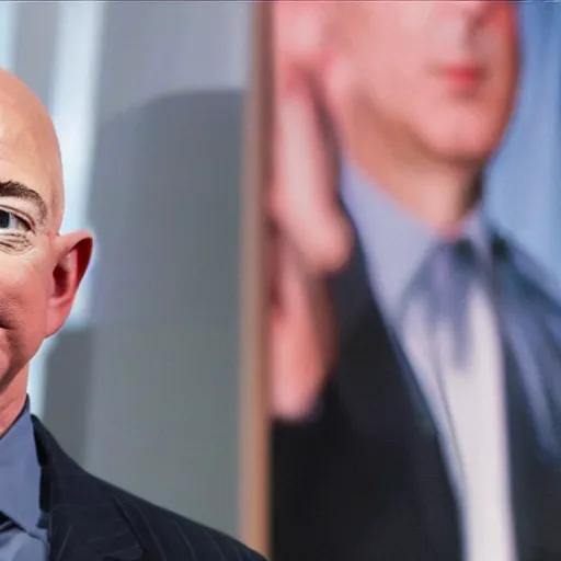 Prompt: jeff bezos with a head of hair, cinematic