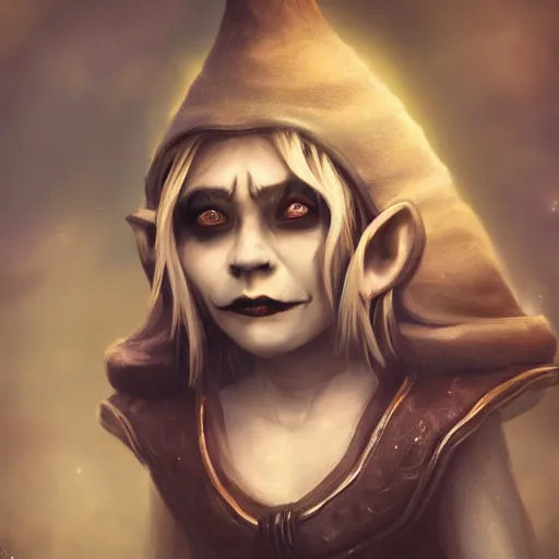 Prompt: portrait of a young female gnome, skull facepaint, dark robes, moonlight, D&D, sharp focus, concept art, realistic, cinematic lighting, fantasy digital painting