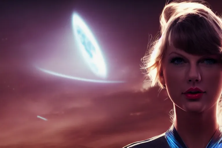 Prompt: Taylor Swift in Star Trek, 4K UHD image, octane render,