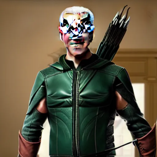 Image similar to joe biden as the green arrow, 8 k resolution, extremely detailed, rob liefeld