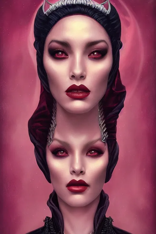 Prompt: portrait of an elegant alien cobra woman queen, straight on portrait, by artgerm, tom bagshaw, gerald brom, vaporwave colors, lo - fi colors, vaporwave, lo - fi, moody vibe, goth vibe, 4 k, hd,