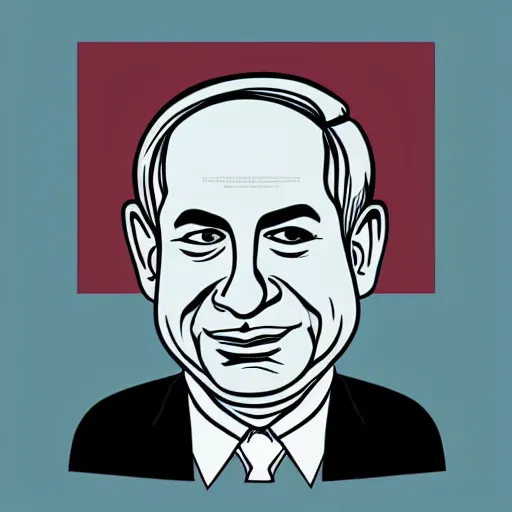 Prompt: Benjamin netanyahu as a hipster, vector art, illustration.