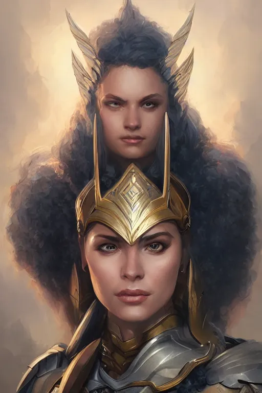 Image similar to amazon valkyrie athena, d & d, fantasy, portrait, highly detailed, headshot, digital painting, trending on artstation, concept art, sharp focus, illustration, art by artgerm and greg rutkowski and magali villeneuve