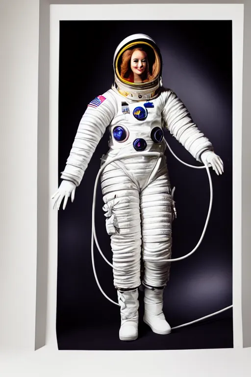 Image similar to full - length portrait of medusa gorgon in a space suit, fashion color studio lighting, 3 5 mm, close - up