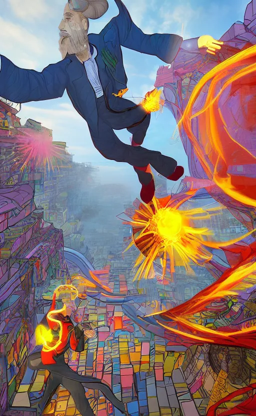 Prompt: the third first image on the scattered absurdity server by dr strange and dr seuss, very pretty, photorealistic, portal hopping and time warping with reckless abandon, by Grafit Studio
